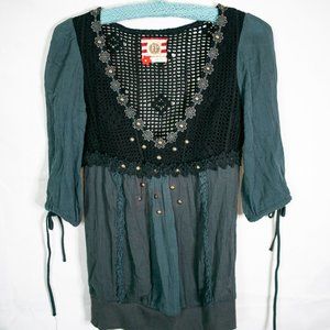 Gray-Blue Free People Crochet Top